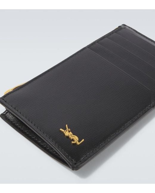 Saint Laurent Black Cassandre Leather Wallet for men