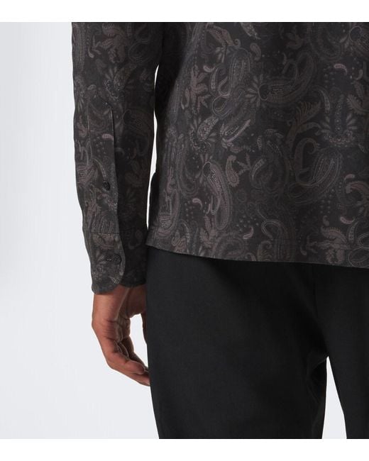 Etro Gray Printed Cotton Pique Polo Shirt for men
