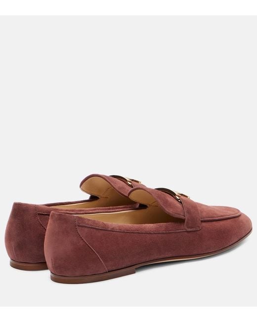 Tod's Red T Timeless Suede Loafers