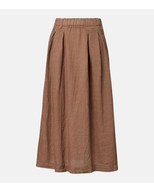 Velvet Brown Linda Linen Maxi Skirt