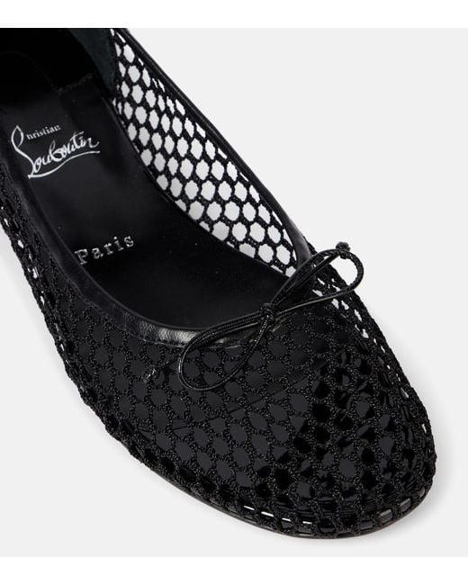 Christian Louboutin Black Sweetie Jane 20 Flache Schuhe Aus Netzmaterial Mit Glanzlederbesätzen