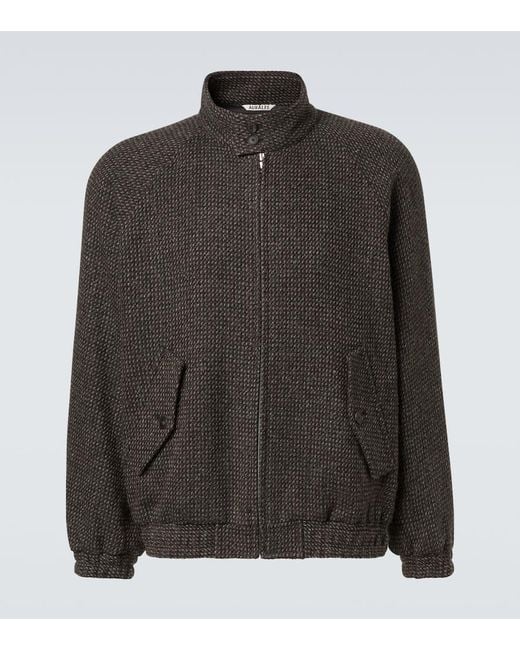 Auralee Black Wool, Alpaca, And Silk Tweed Blouson Jacket for men