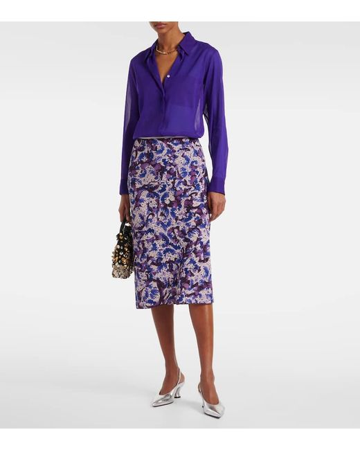 Dries Van Noten Purple Silk-Blend Shirt