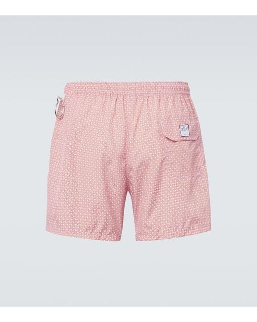 Fedeli Pink Madeira Printed Swim Trunks for men