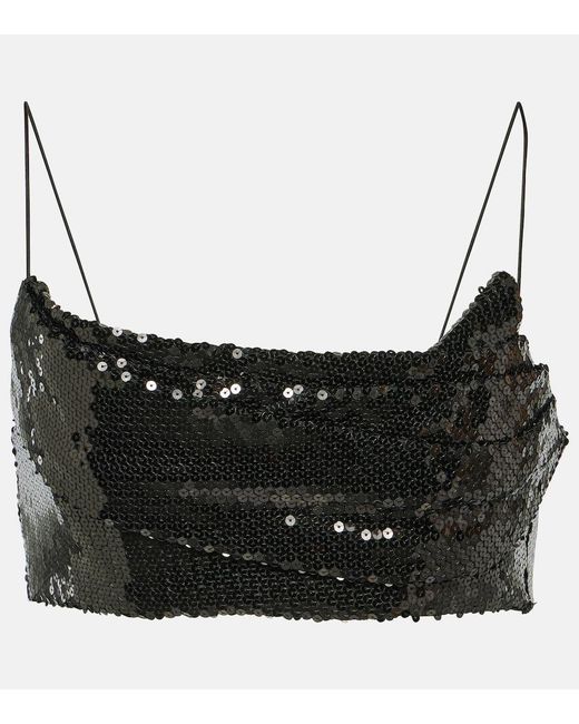 Alex Perry Black Sequined Crop Top