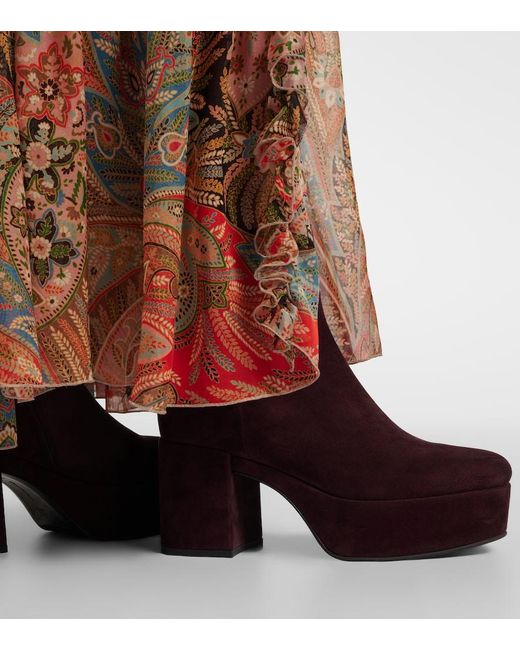 Gianvito Rossi Purple Sally Suede Ankle Boots