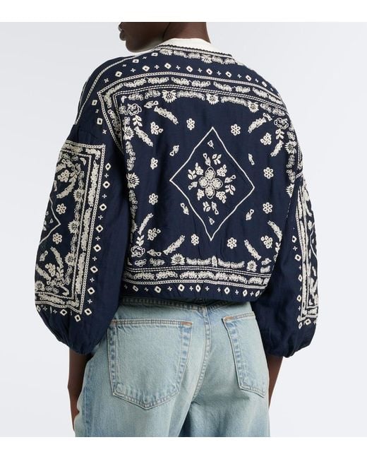 Veronica Beard Blue Drake Embroidered Cotton-Blend Jacket