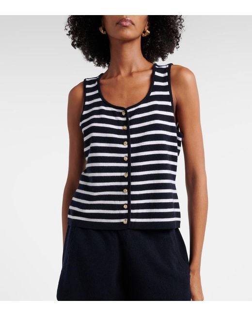 Jardin Des Orangers Blue Striped Cashmere Sweater Vest