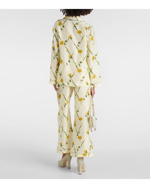 Burberry Metallic Floral Silk Poplin Pajama Shirt
