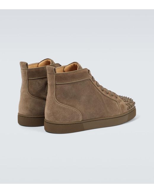 Christian Louboutin Brown Louis Grosgrain-trimmed Spiked Suede High-top Sneakers for men