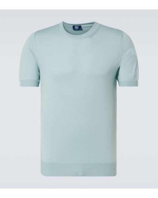 Fedeli Blue Cashmere And Silk Top for men