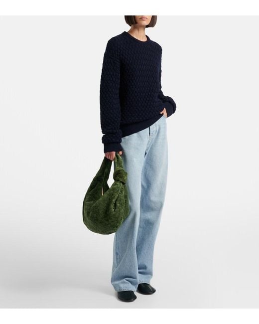 Bottega Veneta Blue Intrecciato Wool Sweater