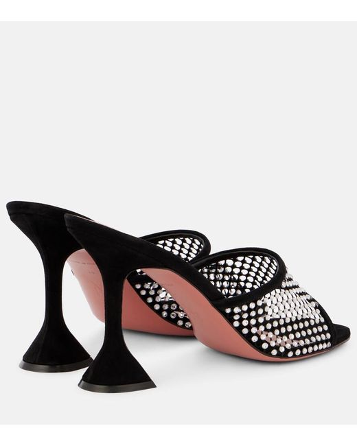 AMINA MUADDI Brown Pantoletten Lupita 95 Aus Mesh Und Veloursleder