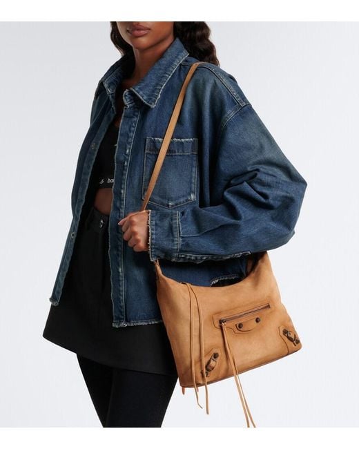 Balenciaga Brown Le City Small Suede Shoulder Bag
