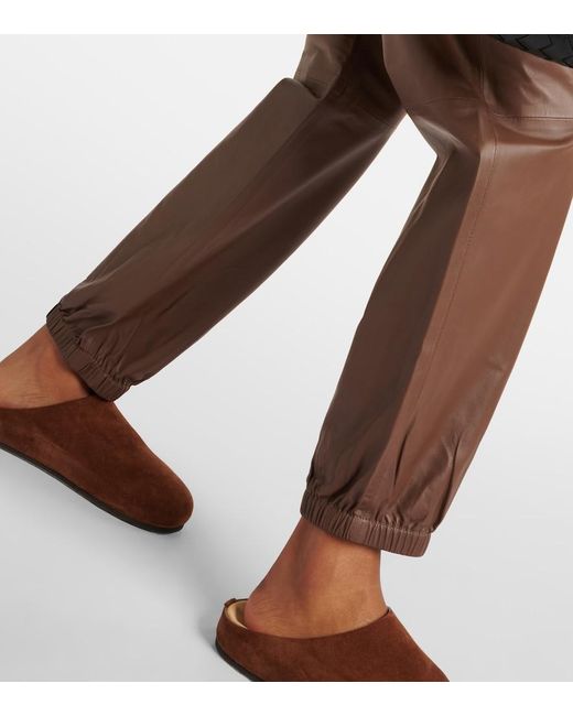 Joseph Brown Leather Sweatpants
