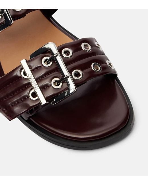 Ganni Brown Faux Leather Sandals