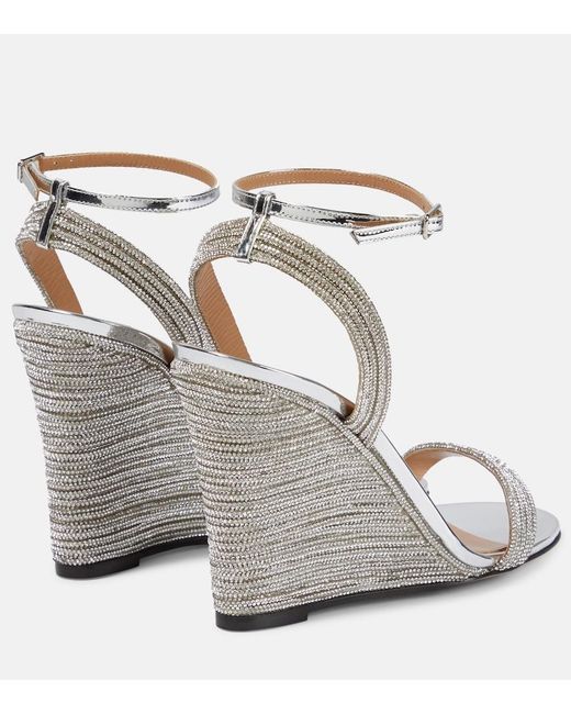 Aquazzura Metallic Wow Crystal 95 Wedge Sandals