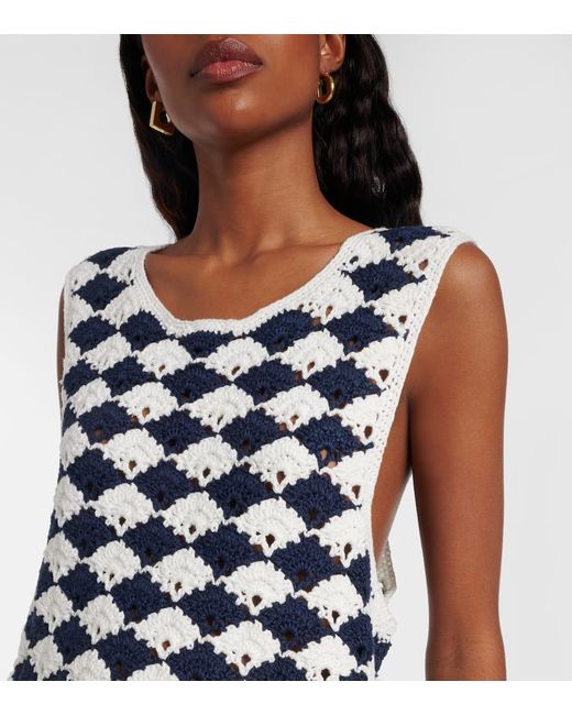 Farm Rio Blue Top Aus Haekelstrick