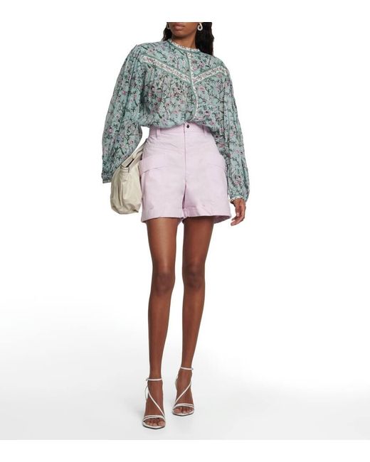 Isabel Marant Pink High-Rise Shorts Rachel Aus Baumwolle