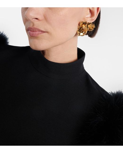 Oscar de la Renta Metallic Blossom Crystal-Embellished Earrings