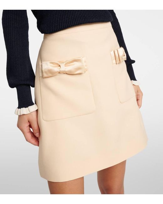 Valentino Natural Crepe Couture Bow-Detail Miniskirt