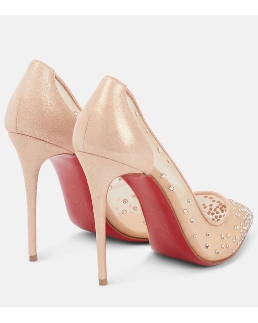 Christian Louboutin Natural Follies Strass Suede Pumps 85