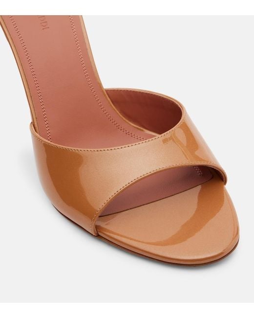 AMINA MUADDI Pink Elodie 90 Patent Leather Mules