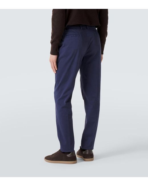 Eleventy Blue Cotton Straight Pants for men
