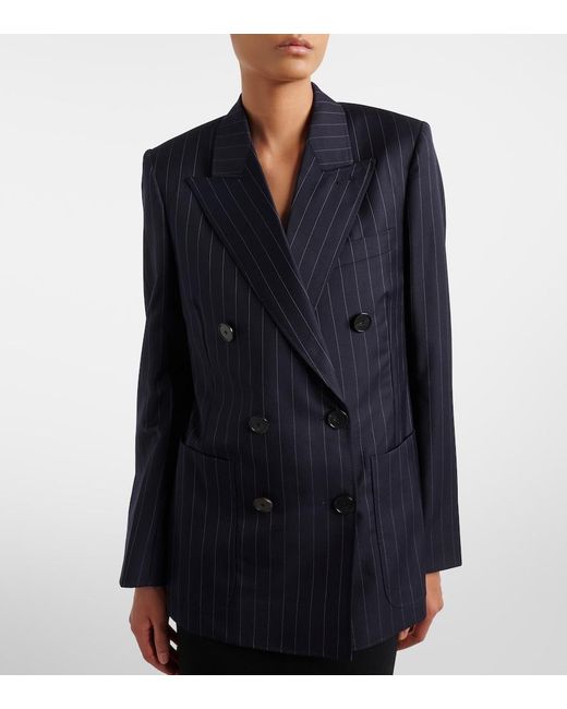 Givenchy Blue Pinstripe Double-Breasted Wool Blazer