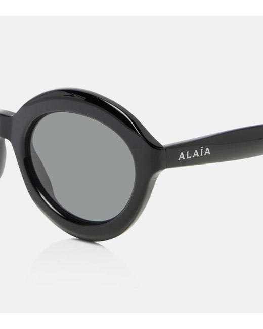 Alaïa Brown Lettering Logo Round Sunglasses