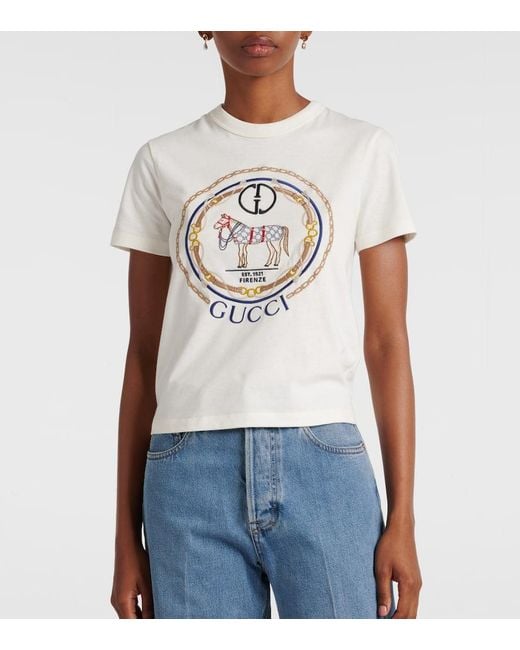 Gucci White Cotton Jersey T-Shirt With Interlocking G