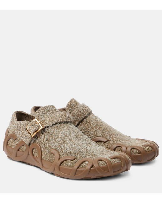 Loewe Gray Brushed Suede Loafers