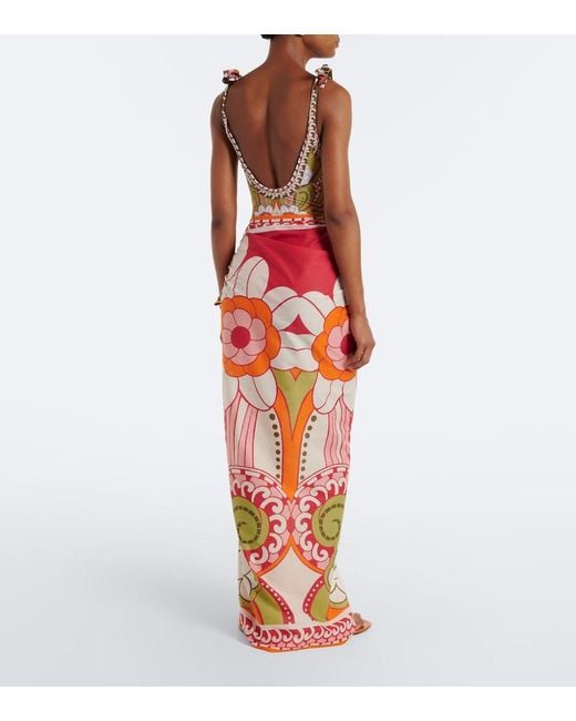 LaDoubleJ Red Printed Cotton Beach Cover-Up