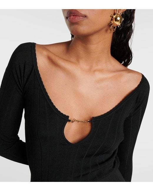 Jacquemus Black Le Haut Pralu Logo Ribbed-Knit Top