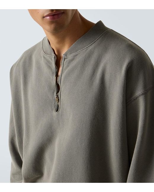 Sudadera De Algodon Con Cremallera Parcial Maison Margiela de hombre de color Gray