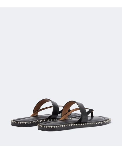 Dries Van Noten Black Leather Thong Sandals for men