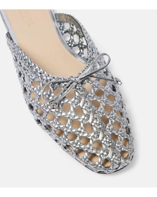 Le Monde Beryl White Regency Woven Leather Mules