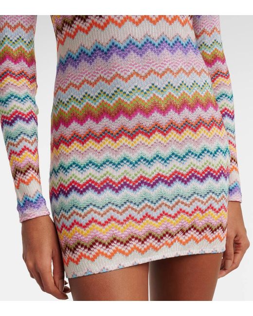 Abito Corto A Zig-Zag Con Lame di Missoni in Multicolor
