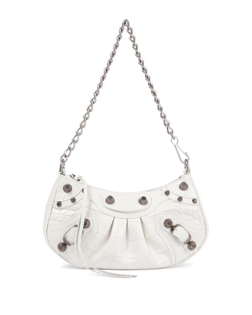 Balenciaga Le Cagole Mini Leather Shoulder Bag in White | Lyst Australia