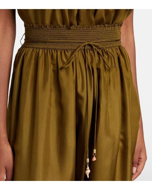 Zimmermann Green Mahon Cropped Silk Balloon Pants