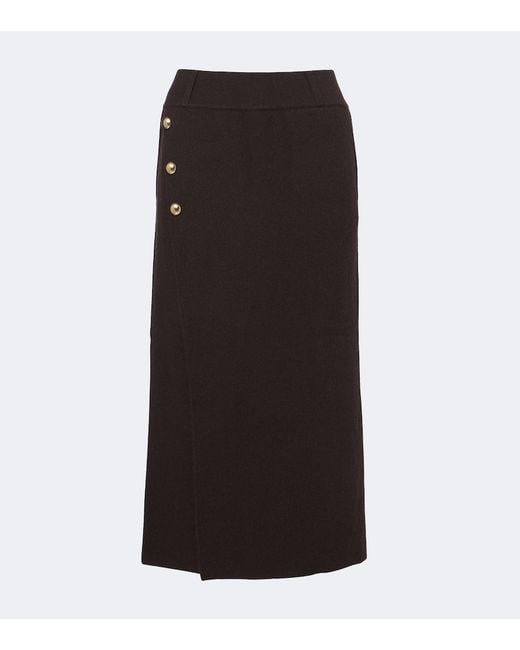Jardin Des Orangers Black Wool And Cashmere Midi Skirt