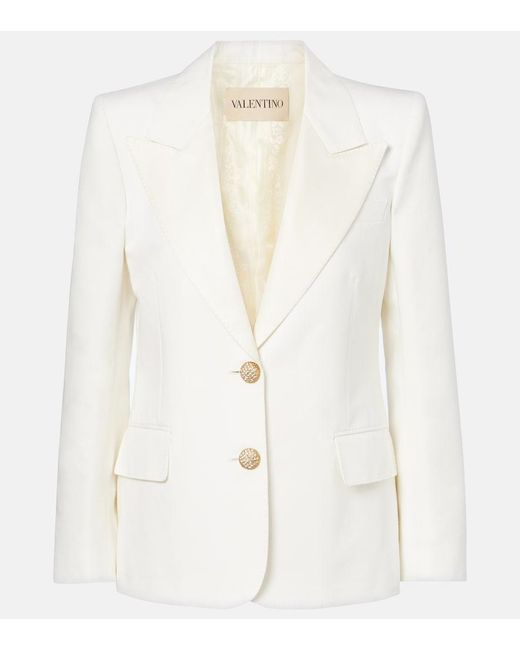 Valentino White Cotton And Linen Blazer