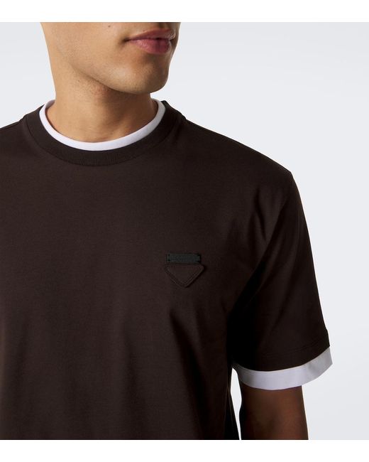 Prada Black Layered Cotton Jersey T-Shirt for men