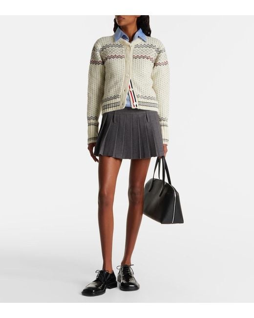 Thom Browne White Fair Isle Wool And Mohair Cardigan