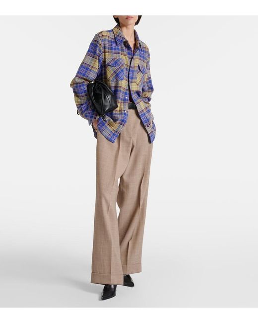 God's True Cashmere Blue Tartan Cashmere Shirt