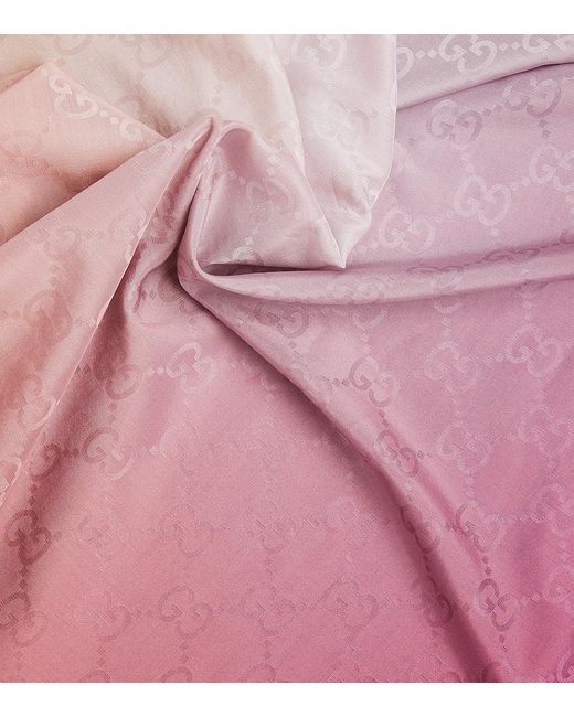 Gucci Pink GG Cotton And Silk Jacquard Scarf