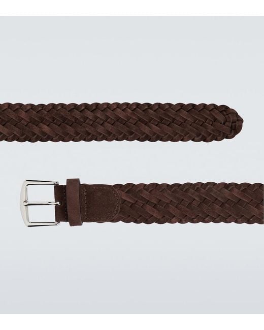 Loro Piana Brown Alsavel Braided Suede Belt for men