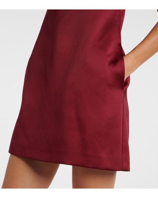 Self-Portrait Red Bow-Detail Embellished Satin Minidress