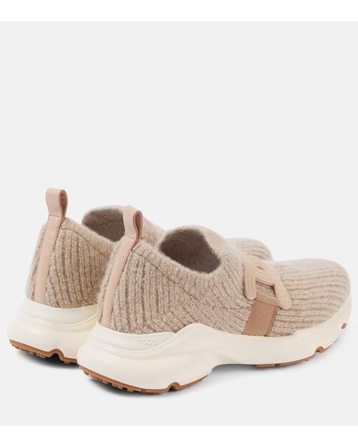 Baskets En Maille Et Cuir Tod's en coloris Natural