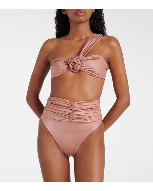 Magda Butrym Pink Floral-applique Bikini Bottoms